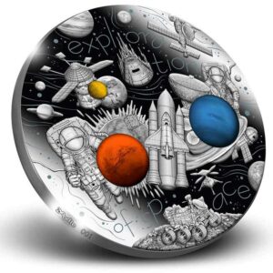 2022 Cameroon 3 Ounce De Doodle Space Exploration Black Proof Silver Coin