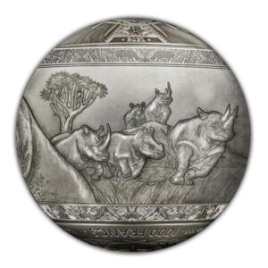 2022 Djibouti 1 Kilogram Big 5 Rhinoceros Spherical Silver Coin