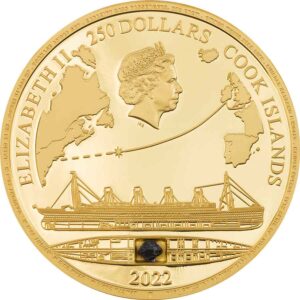 2022 Cook Islands 1 oz Titanic Ultra High Relief Colored Gold Proof Coin