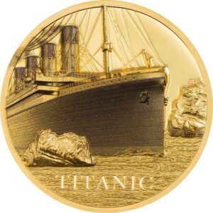 2022 Cook Islands 1 Ounce Titanic Ultra High Relief Colored Gold Proof Coin
