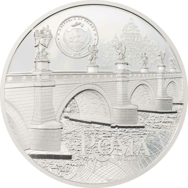 2021 Palau 3 oz Tiffany Art Metropolis - Roma Ultra High Relief Silver Proof Coin