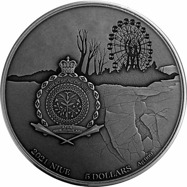 2021 Niue 2 Ounce Human Tragedies - Chernobyl Ultra High Relief Antique Finish Silver Coin