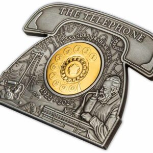 2022 Barbados 3 Ounce Alexander Graham Bell Antique Finish Silver Coin