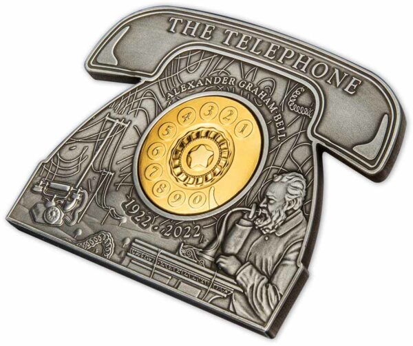 2022 Barbados 3 Ounce Alexander Graham Bell Antique Finish Silver Coin