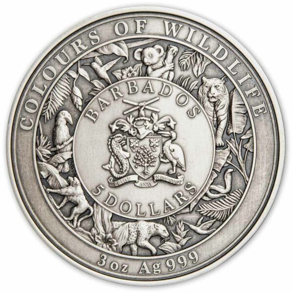 2022 Barbados 3 Ounce Colors of Wildlife Koala Ultra High Relief Silver Coin