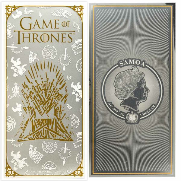 Samoa 3 Gram Game of Thrones Officially Licensed Minted Silver Bank Note