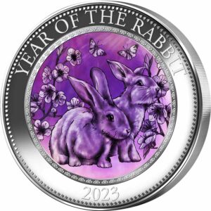 2023 Cook Islands 5 Ounce Lunar Year of the Rabbit Mother of Pearl Silver Proof Coin