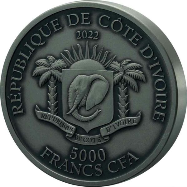 2022 Ivory Coast 5 oz Asian Big 5 King Cobra Ultra High Relief Silver Coin