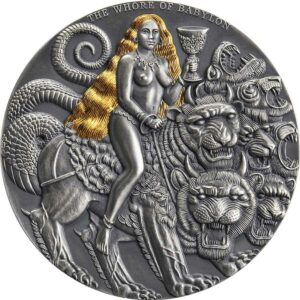 2022 Cameroon 3 Ounce Whore of Babylon High Relief Gilded Silver Coin