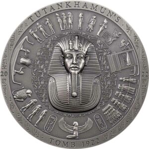 2022 Cook Islands 3 Ounce Tutankhamun's Tomb 1922 High Relief Antique Finish Silver Coin