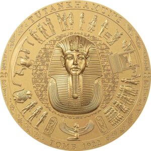 2022 Cook Islands 3 Ounce Tutankhamun's Tomb 1922 High Relief Gilded Silver Coin