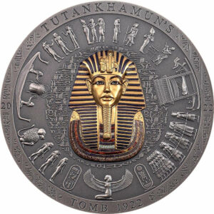 2022 Cook Islands 3 Ounce Tutankhamun's Tomb 1922 Color & 24K Silver Coin