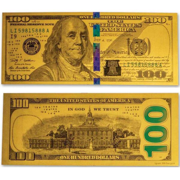 United States of America 1 Gram $100 Type III 24K Gold Note