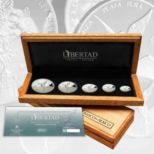 2021 5 Coin Mexican Libertad Silver Proof Coin Collection