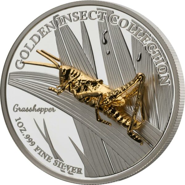 2022 Golden Insect Grasshopper 3D Shaped Silver Proof Coin Collection