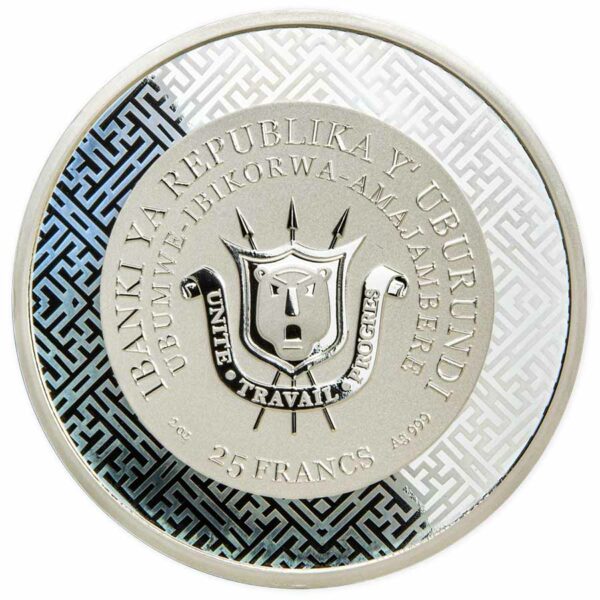 2023 Burundi 2 oz Year of the Rabbit Jade Inlay Silver Proof-like Coin