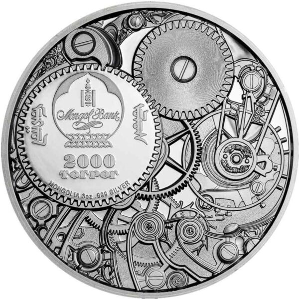 2021 Mongolia 3 oz Mechanical Ladybug Clockwork Evolution Black Proof Silver Coin