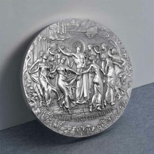 2021 Cameroon Apollo & the Muses Celestial Beauty 5 oz High Relief Antique Finish Silver Coin