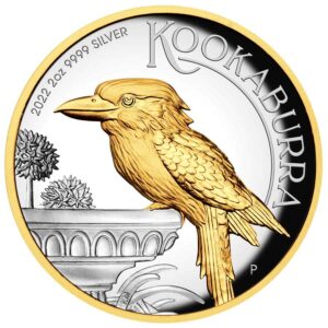 2022 Australia 2 Ounce Kookaburra Gilded High Relief Silver Proof Coin