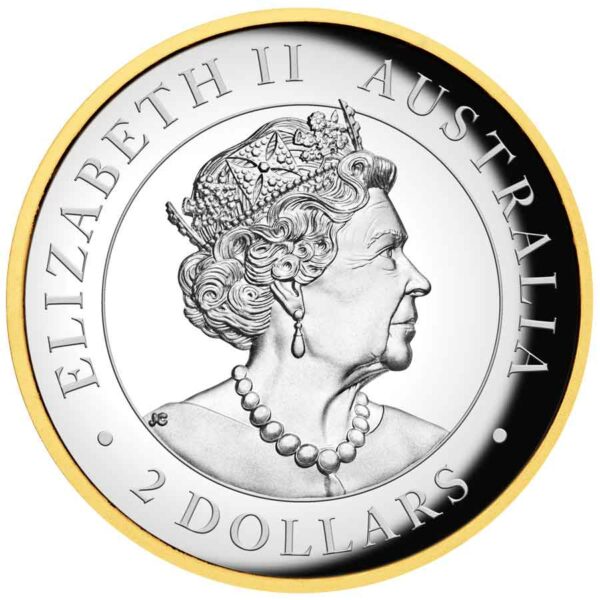 2022 Australia 2 oz Kookaburra Gilded High Relief Silver Proof Coin