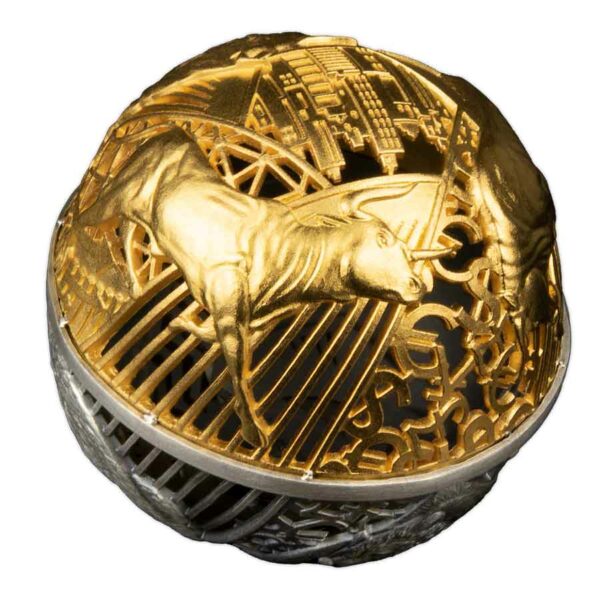 2022 Samoa Bull & Bear Filigree 2 oz Spherical Silver Coin