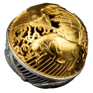 2022 Samoa Bull & Bear 2 Ounce Filigree Spherical Silver Coin