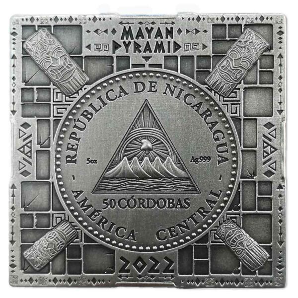 2022 Nicaragua 5 Ounce Mayan Pyramid of Chichen Itza 3D Minted Silver Coin