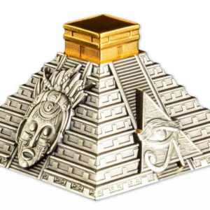 2022 Nicaragua Mayan Pyramid of Chichen Itza 5 oz Shaped Silver Coin