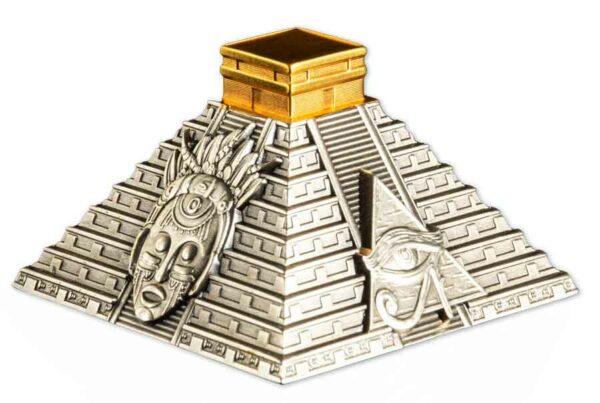 2022 Nicaragua Mayan Pyramid of Chichen Itza 5 oz Shaped Silver Coin