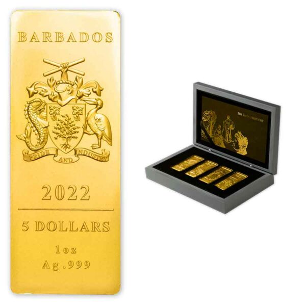 2022 Barbados 4 X 1 oz Lady Liberty 24K Silver Coin Collection