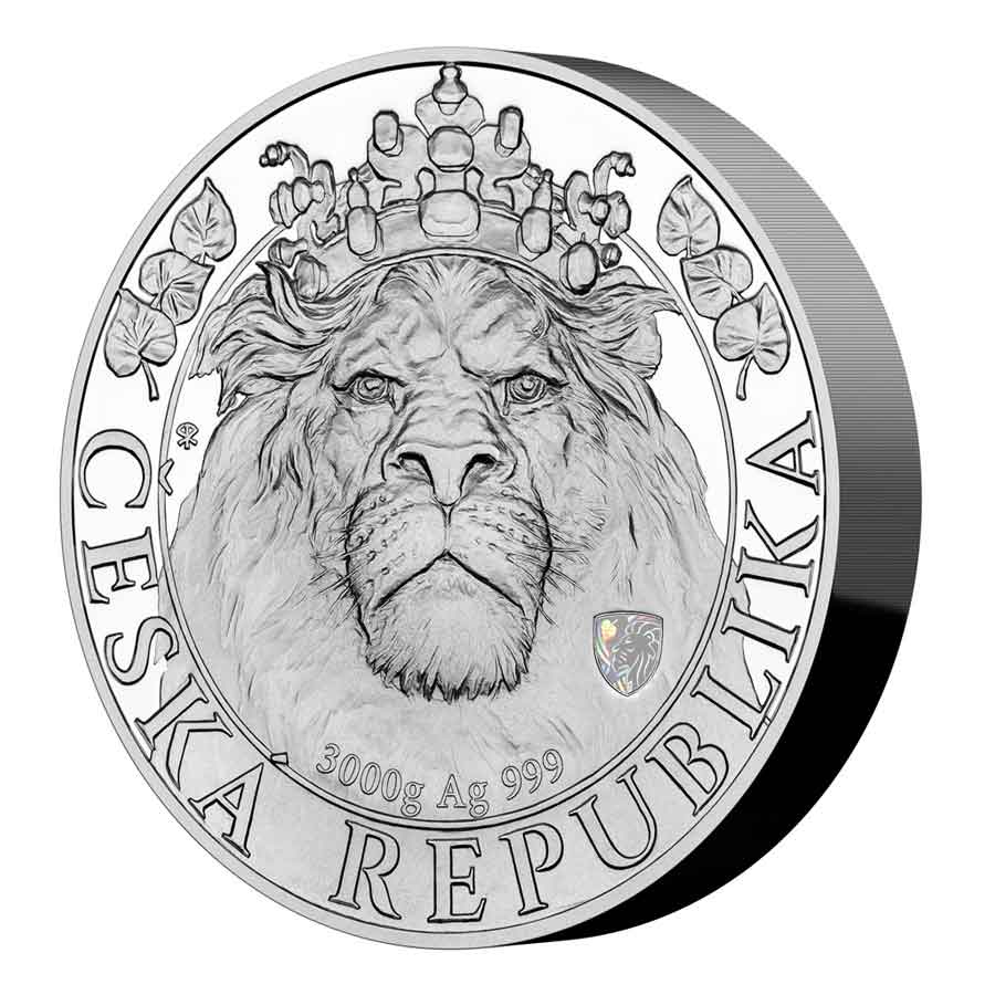 2022 Niue 3 Kg Czech Lion Hologram Privy Silver Proof Coin