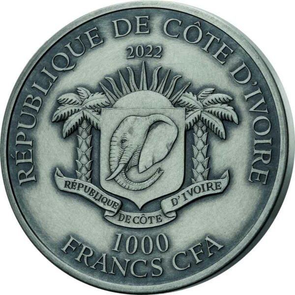 2022 Ivory Coast 1 oz 5th Ann Big 5 Lion High Relief Silver Coin