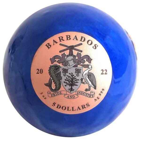 2022 Barbados 3 Ounce Pangaea Blue Marble Spherical Silver Coin