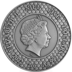 2022 Niue 2 oz Pearl & Dragon High Relief Pearl Insert Silver Coin