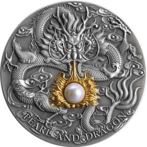 2022 Niue 2 Ounce Pearl & Dragon High Relief Pearl Insert Silver Coin