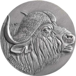 2022 Cameroon 2 Ounce African Buffalo Expressions of Wildlife High Relief Antique Finish Silver Coin
