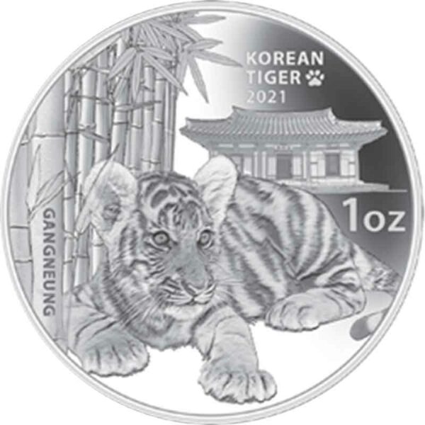 2021 Korea 1 Ounce Korean Tiger .999 Silver Proof Round