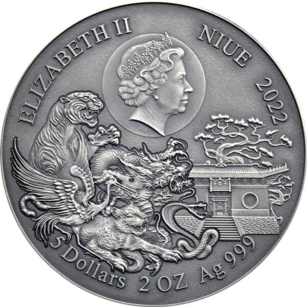 2022 Niue 2 oz Shaolin Crane Martial Arts High Relief Silver Coin