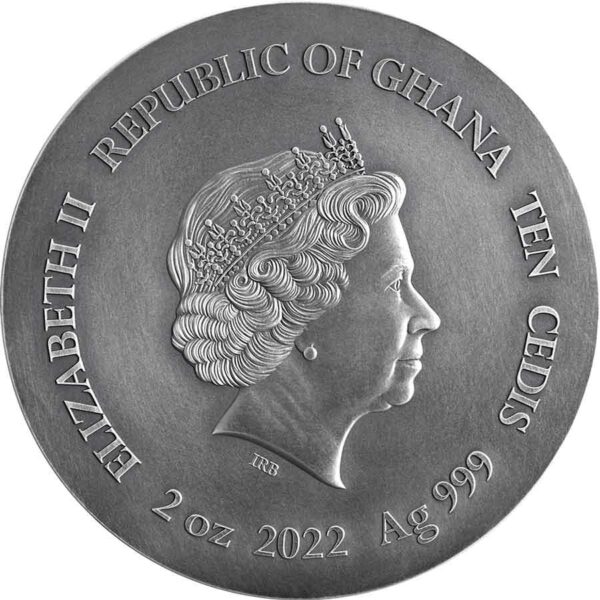 2022 Ghana 2 oz American Eagle High Relief Gilded Silver Coin