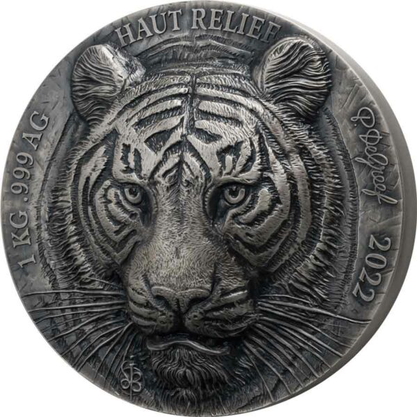 2022 Ivory Coast 1 Kilogram Asian Big 5 - Tiger Ultra High Relief Silver Coin