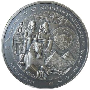 2021 Palau 3 oz Egyptian Symbols II - Bastet Gilded Silver Coin