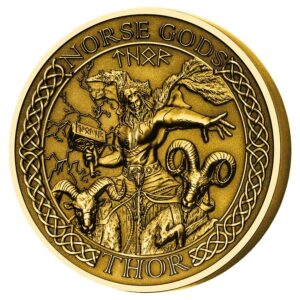 2023 Cook Islands 1 Ounce Norse Gods Thor Antique Finish Gold Coin
