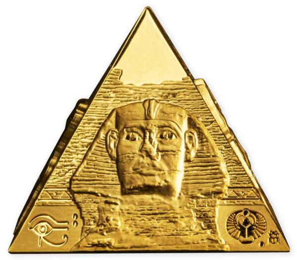 2023 Pyramid of Giza 5 oz 3D Minted Antiqued Gold Coin