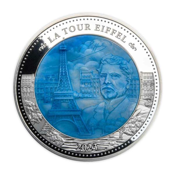 2023 Cook Islands 5 Ounce Gustave Eiffel Mother of Pearl Silver Proof Coin