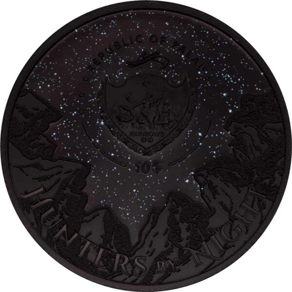 2022 Palau Hunters by Night Python 2 oz Obsidian Black Silver Coin