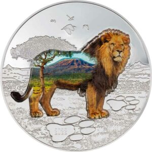 2022 Mongolia 2 Ounce Into the Wild Lion Ultra High Relief Color Silver Proof Coin