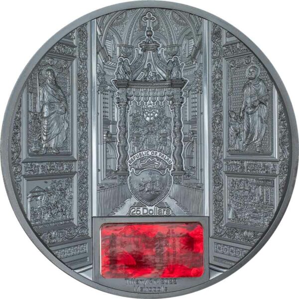 2022 Palau 5 oz Tiffany Art Metropolis San Pietro Black Proof Silver Coin