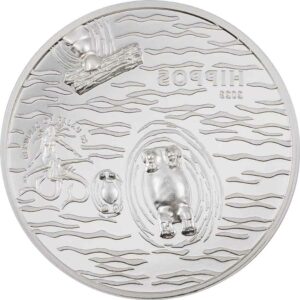 2023 Palau Hippos 1 oz Ultra High Relief Color Silver Proof Coin