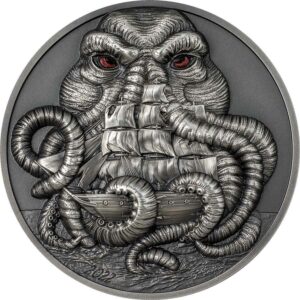 2022 Palau 3 Ounce H.P. Lovecraft Cthulhu Mythos Antique Finish Silver Coin