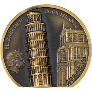 2022 Cook Islands 1 Ounce Leaning Tower of Pisa Antiqued Gold Coin